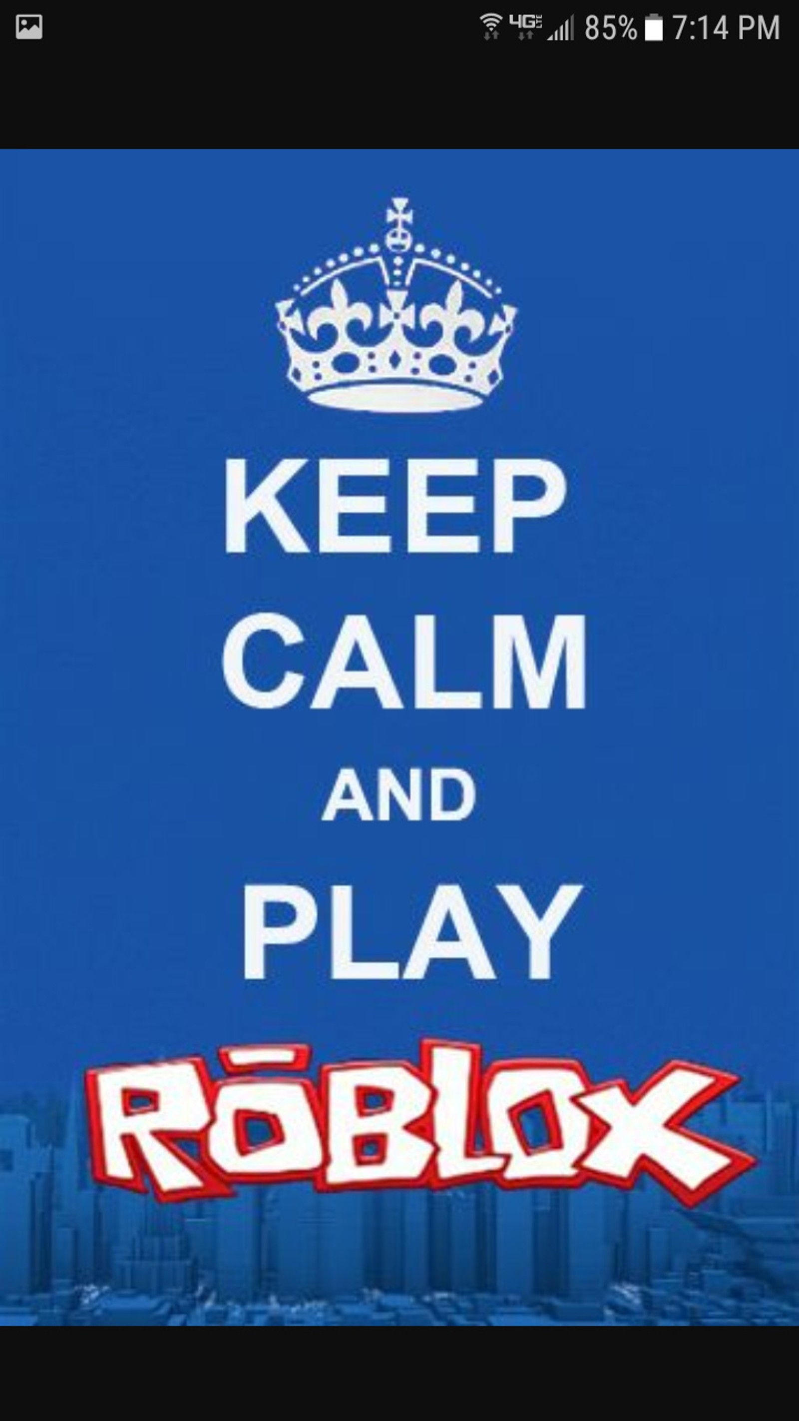 A picture of a blue background with a white and red text that says keep calm and play rob (keep calm, roblox)