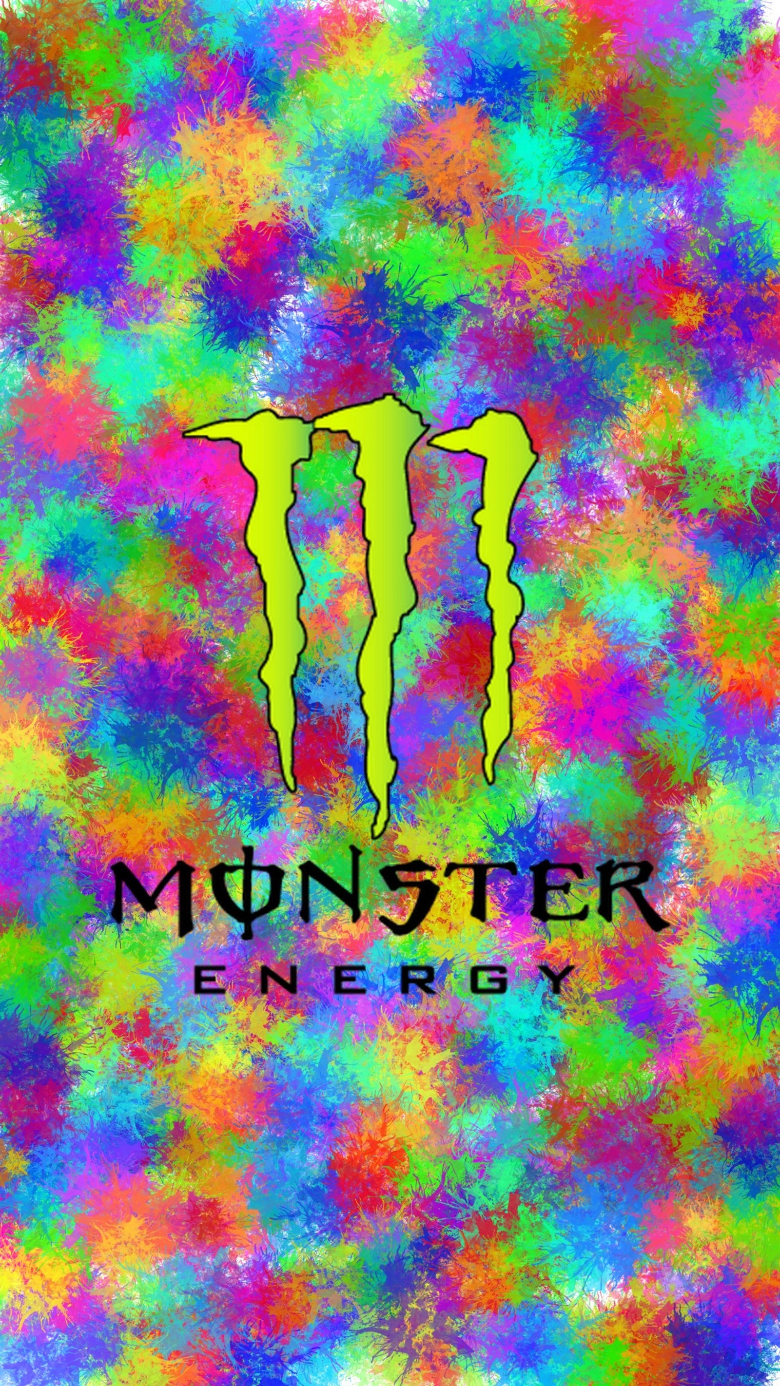 Um fundo colorido com o logotipo da monster energy nele (melhor, amigos)