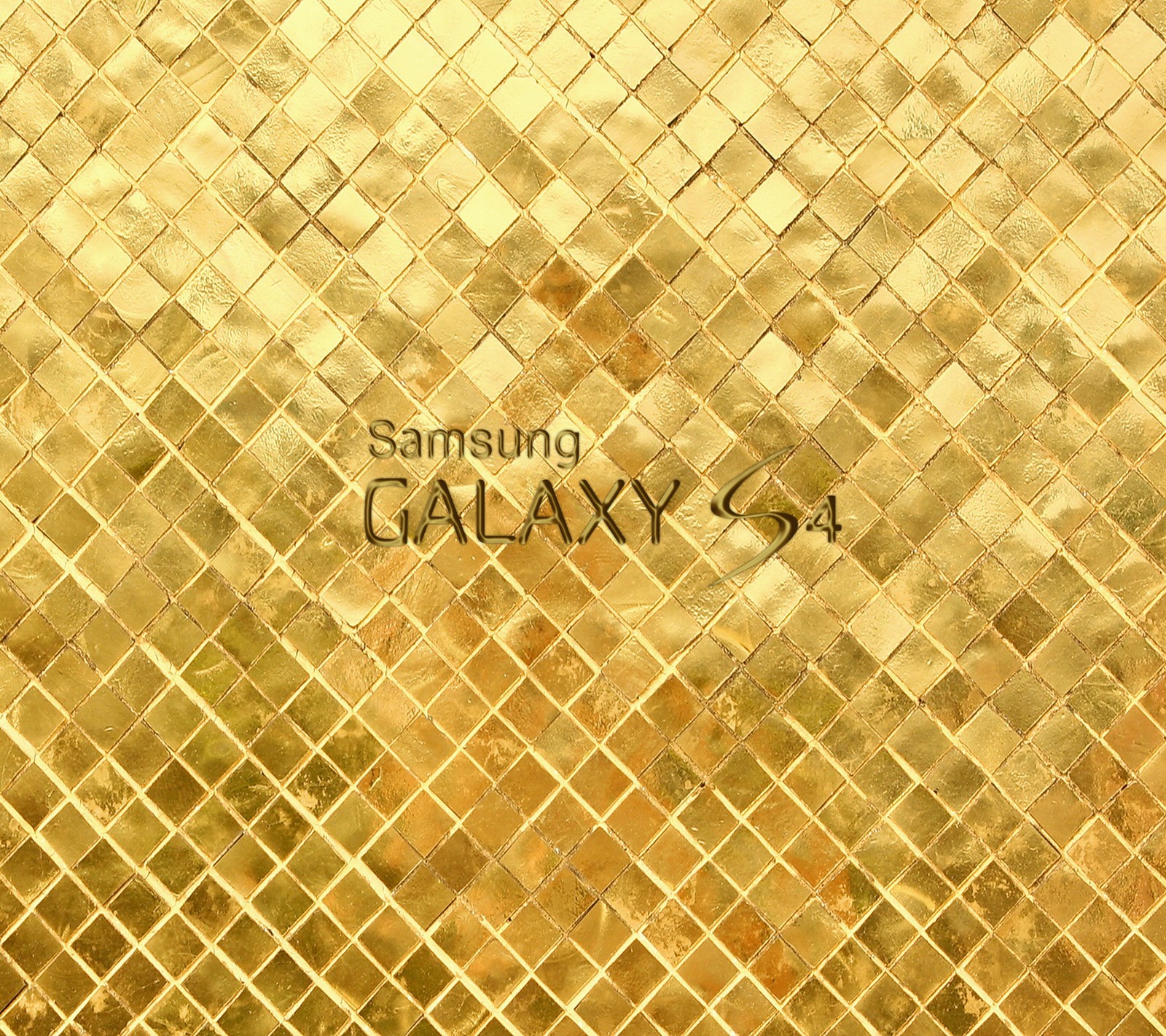 A close up of a gold samsung galaxy s4 phone (bricks, galaxy, golden, s4, samsung)