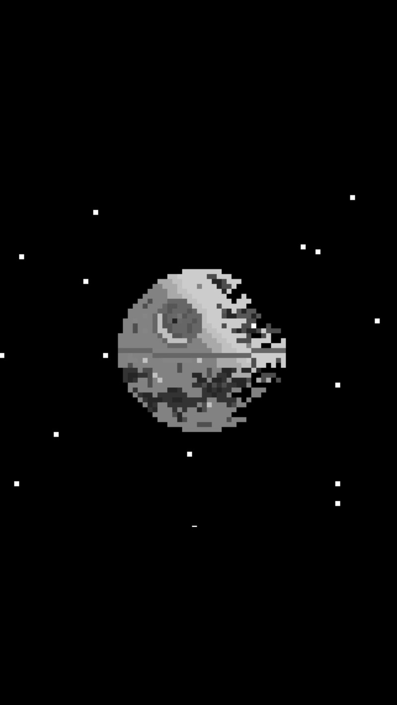 Близкий план луны с небольшим объектом на небе (pixelart, звёздные войны, starwars)