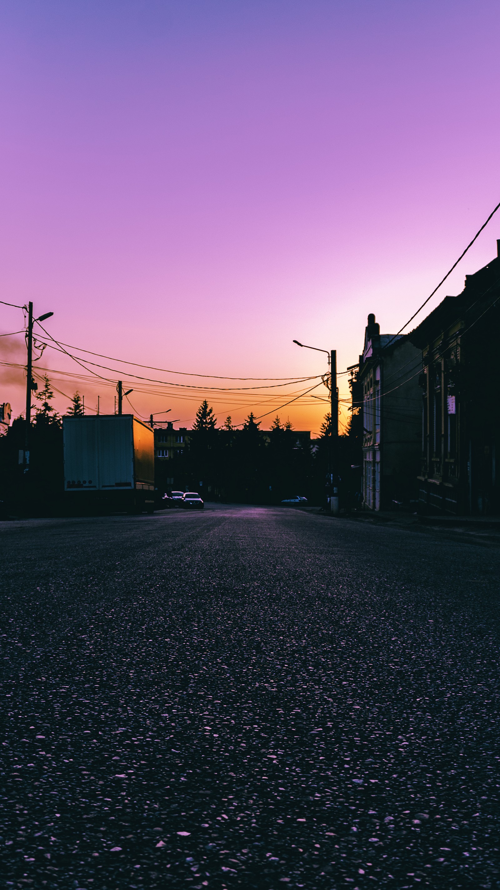 Téléchargez le fond d'écran ville, couleurs, route, coucher de soleil