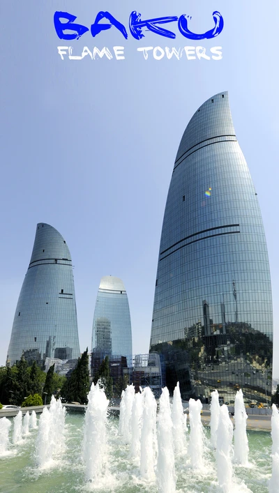 Las icónicas Torres de Fuego de Bakú contra un cielo despejado