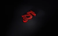 Logo de dragon rouge stylisé sur fond sombre