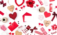 Decoración del Día de San Valentín con corazón: regalos, pétalos y símbolos de amor