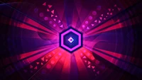 Vibrant Abstract Hexagonal Burst in Pink and Purple