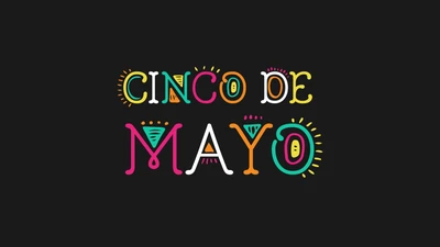 cinco de mayo, fondo oscuro, vacaciones mexicanas, logotipo colorido, celebraciones