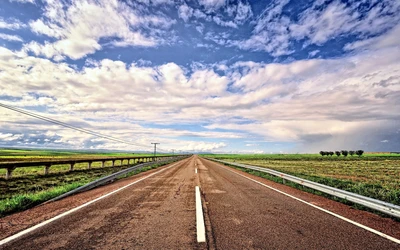 camino, horizonte, nube, carretera, nubes