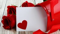 día de san valentín, corazón, rojo, amor, rosa