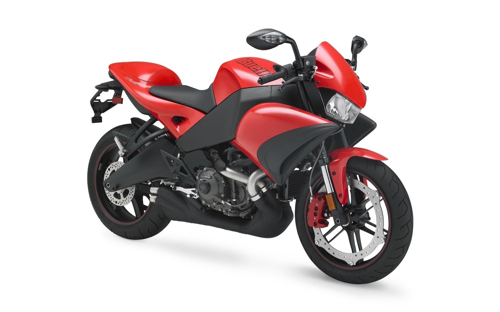 A close up of a red motorcycle on a white background (motorcycle, buell motorcycle company, sport bike, red, car)