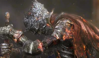 Guerrier immortel en posture de bataille épique - Dark Souls III