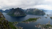 fiordo, lofoten, montaña, tierras altas, lago