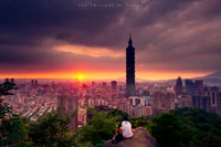 Sunset Over Taipei 101: A Metropolis in Twilight