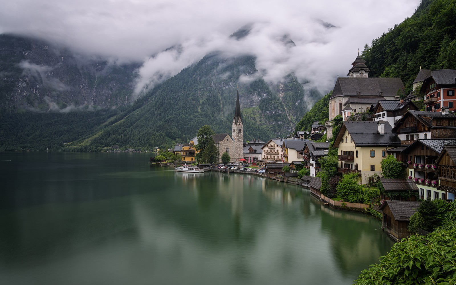 hallstatt, lake, nature, mountain village, mountain wallpaper