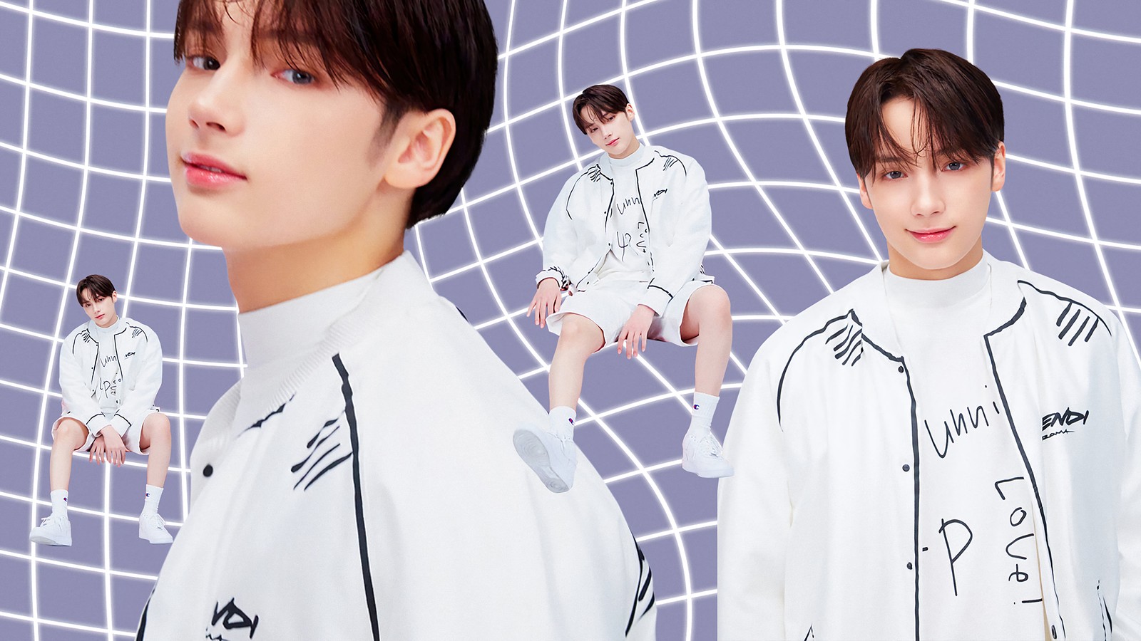 Un primer plano de una persona sentada en una silla con una camisa blanca (txt kpop, tomorrow x together, 투모로우바이투게더, kpop, k pop)