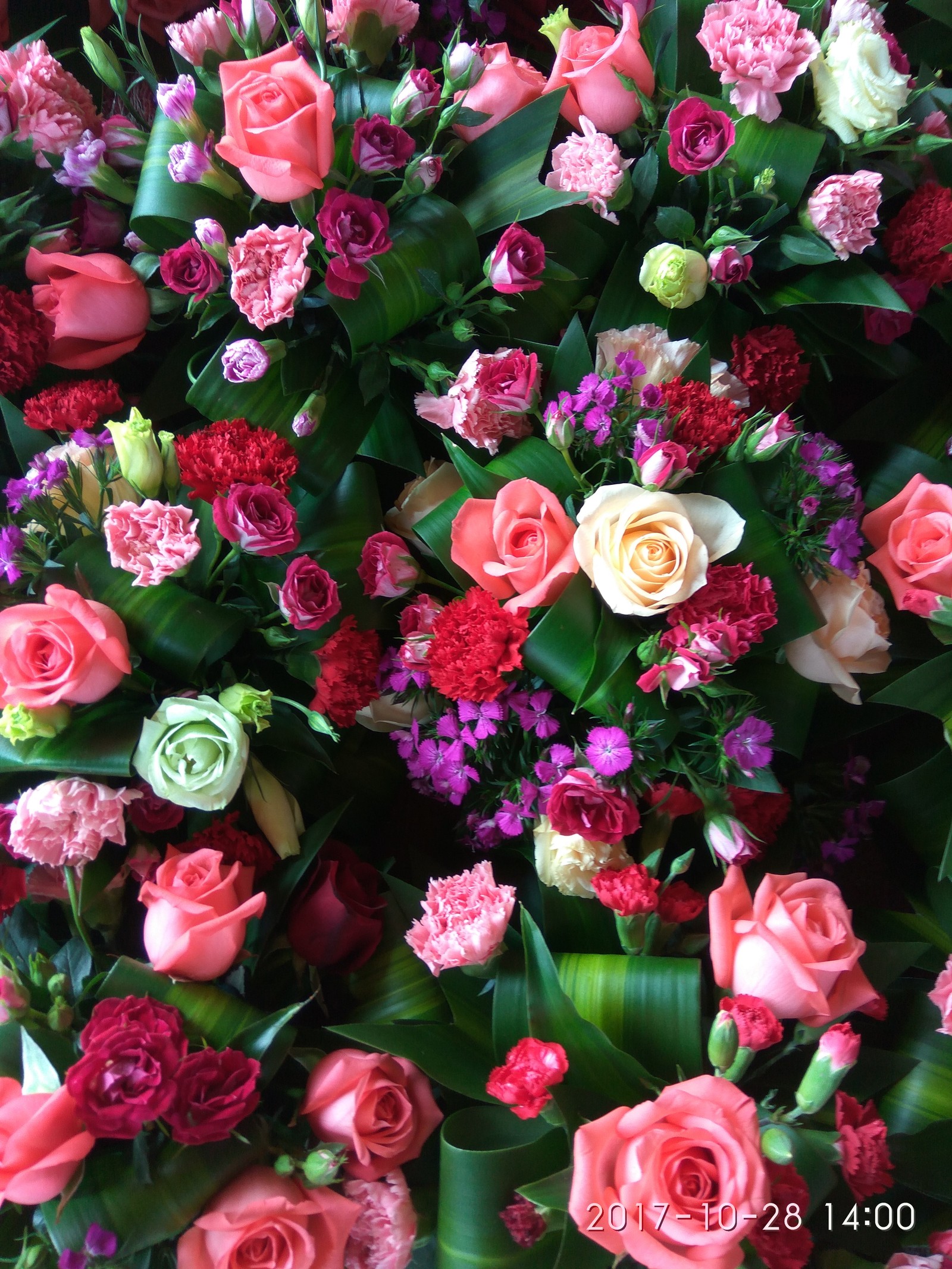 Un primer plano de un ramo de flores con hojas verdes (flores, naturaleza, rosa)