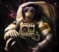 Cosmic Gorilla in Space Suit with Banana