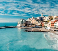 bleu, la côte, maisons, italie, mer