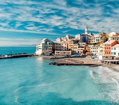 azul, costa, casas, italia, mar