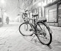 alone, awesome, bicycle, winter wallpaper