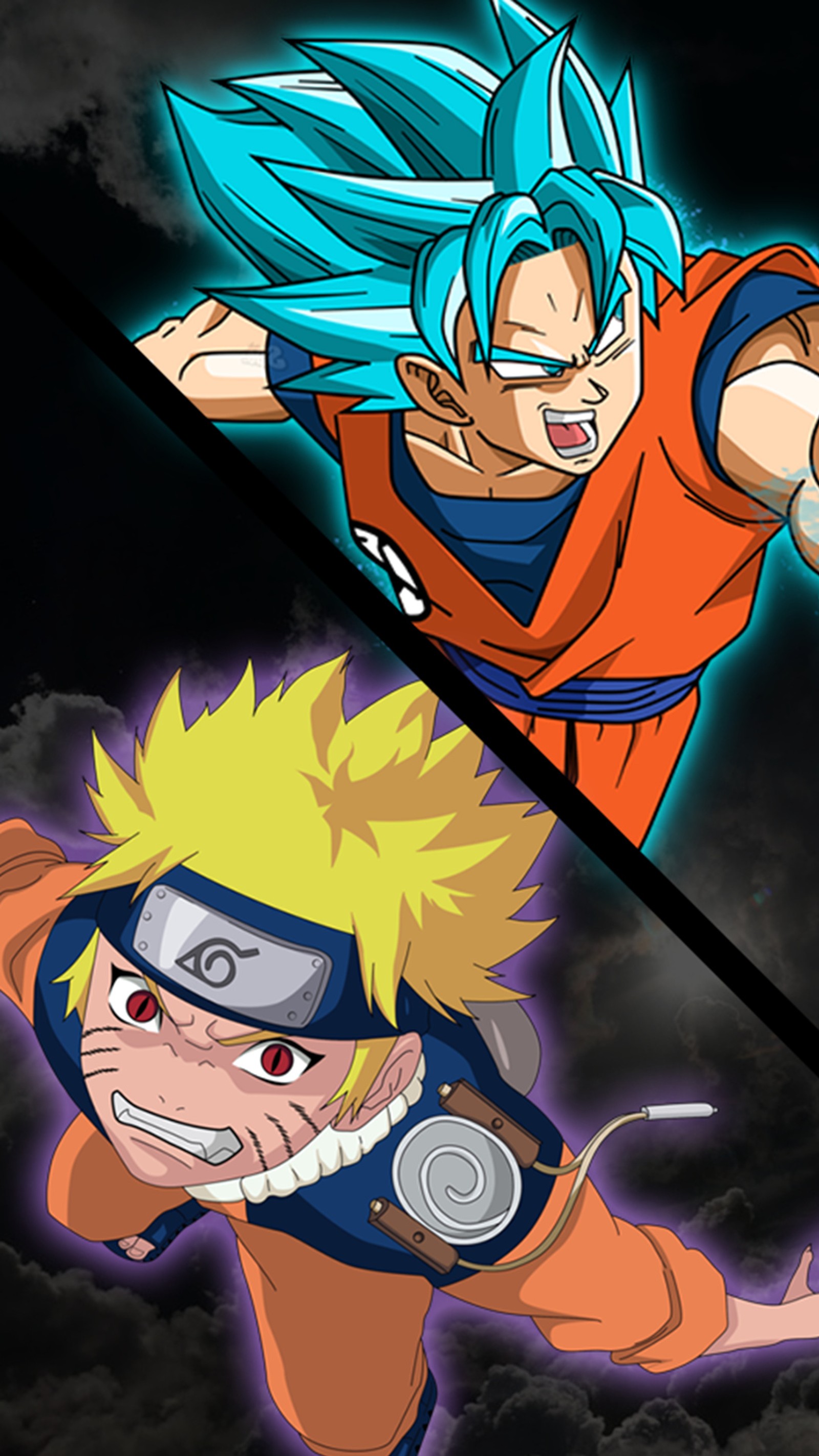 Personajes de anime de diferentes edades y colores volando en el aire (dbz, dragon ball z, goku, naruto)