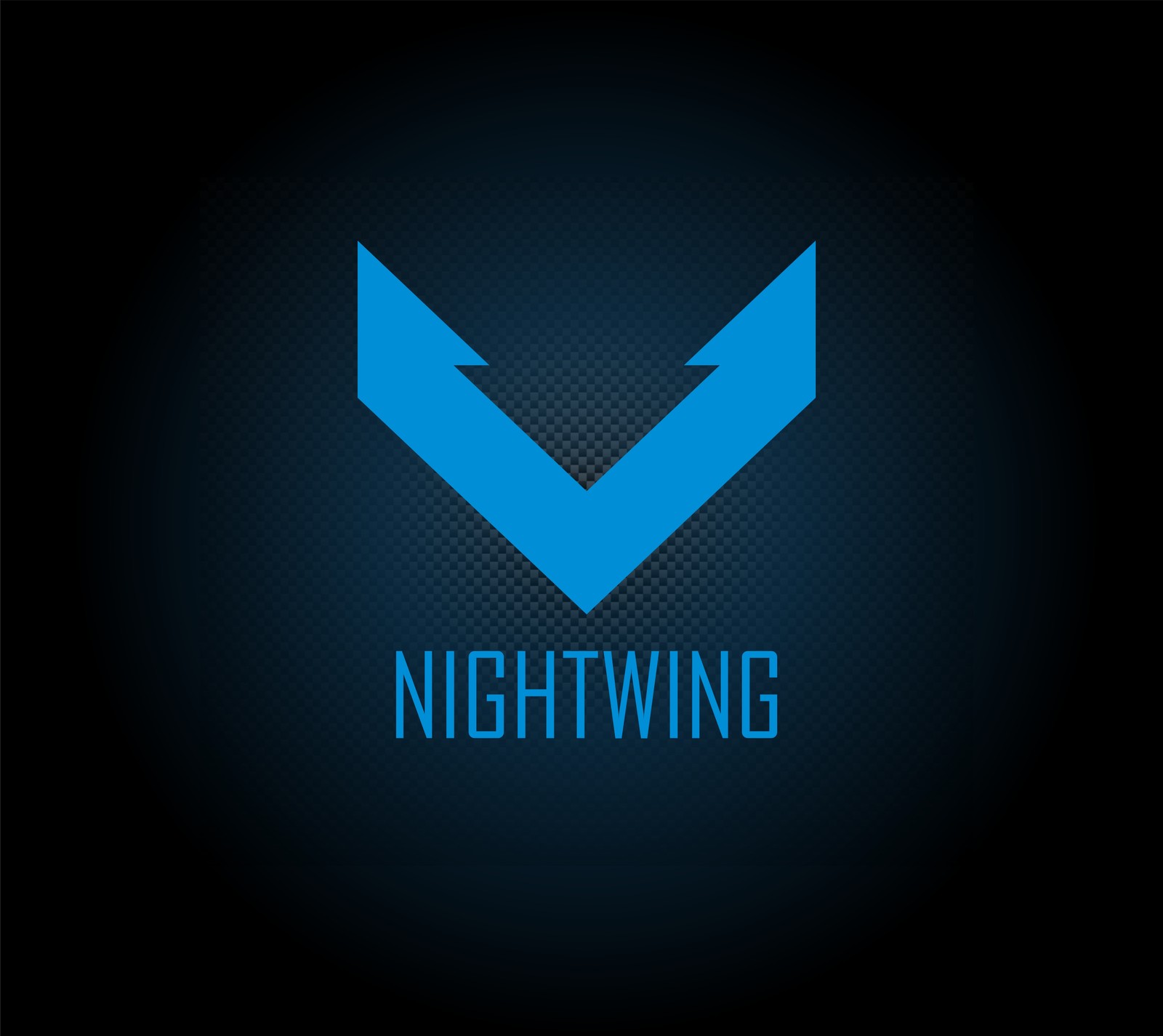 A close up of a blue arrow with the word nightwing on it (black, blue, logo, marvel, nice)