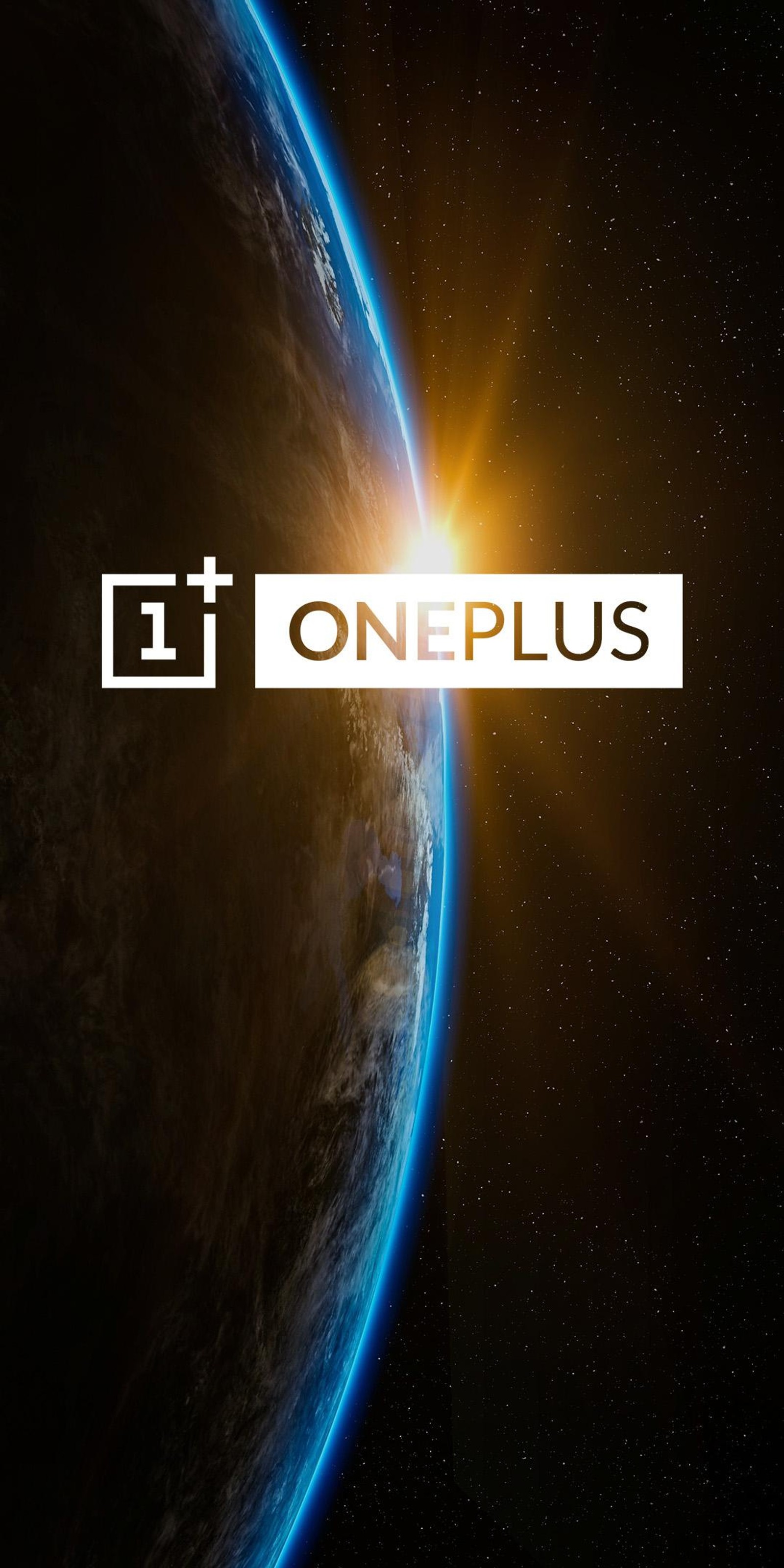 A close up of a logo with a planet in the background (hd, night, oneplus 7 pro)