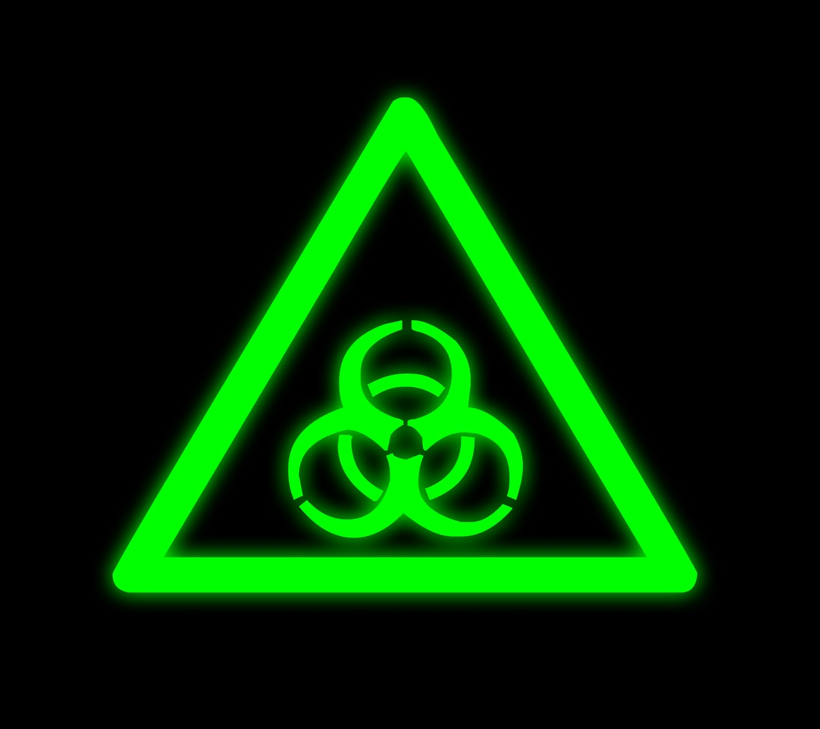 biohazard, danger, green, neon, sign Download Wallpaper