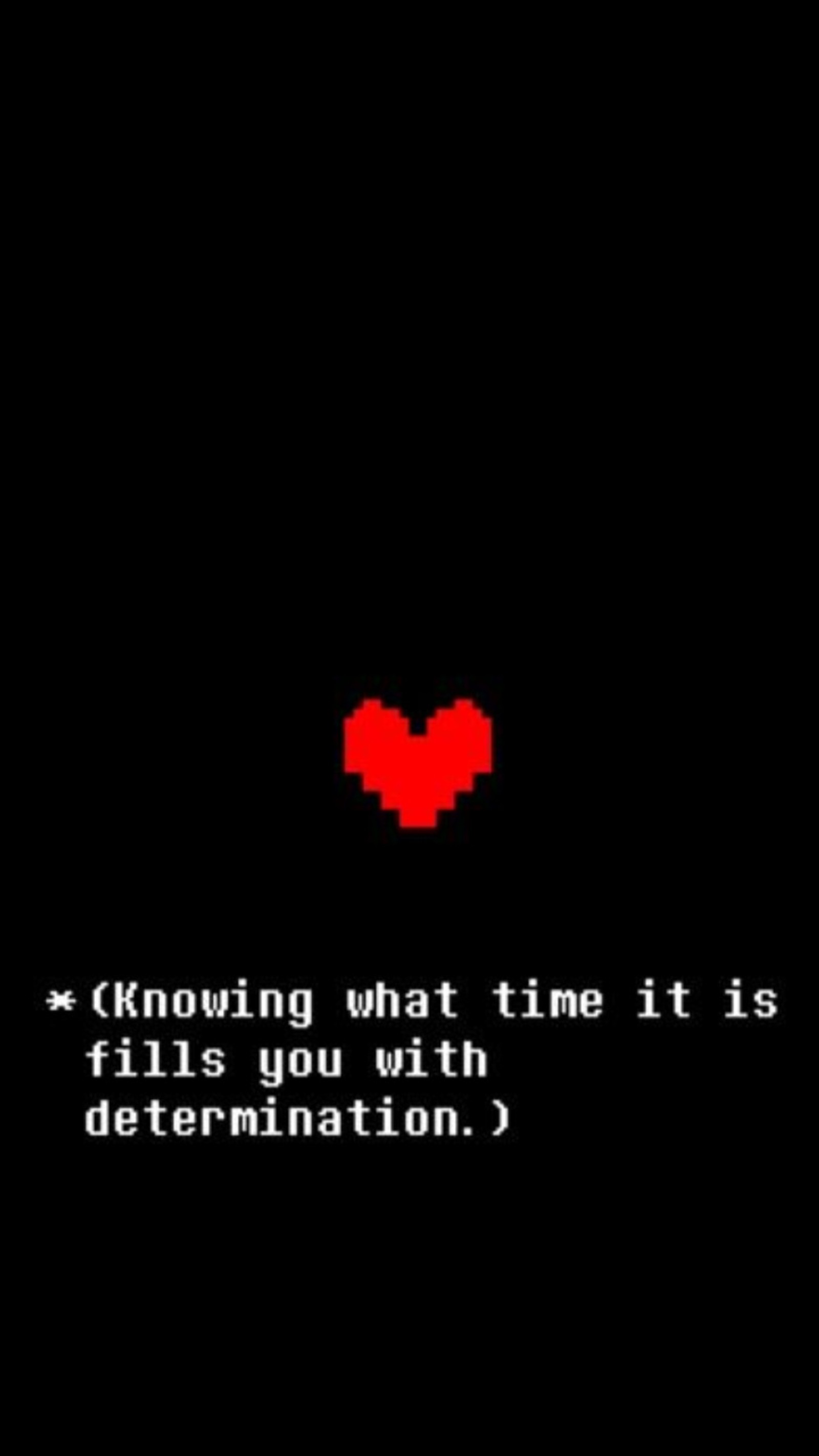 Un fondo negro con un corazón rojo y una cita (determinación, undertale, undertale soul)