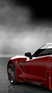 Sleek Red Sports Car in a Dramatic Atmosphere