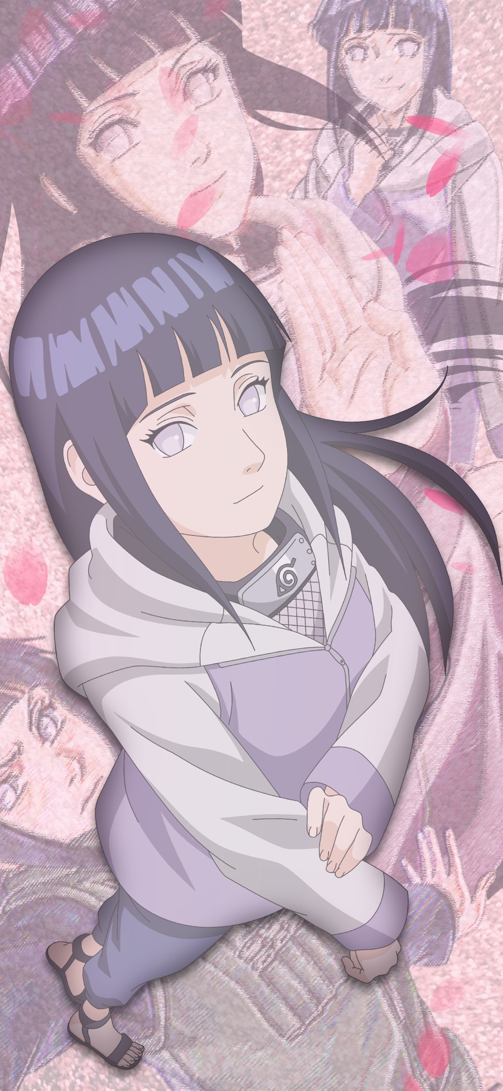 Personnages d'anime en groupe sur fond rose (anime, hinata, amour, naruto, rose)