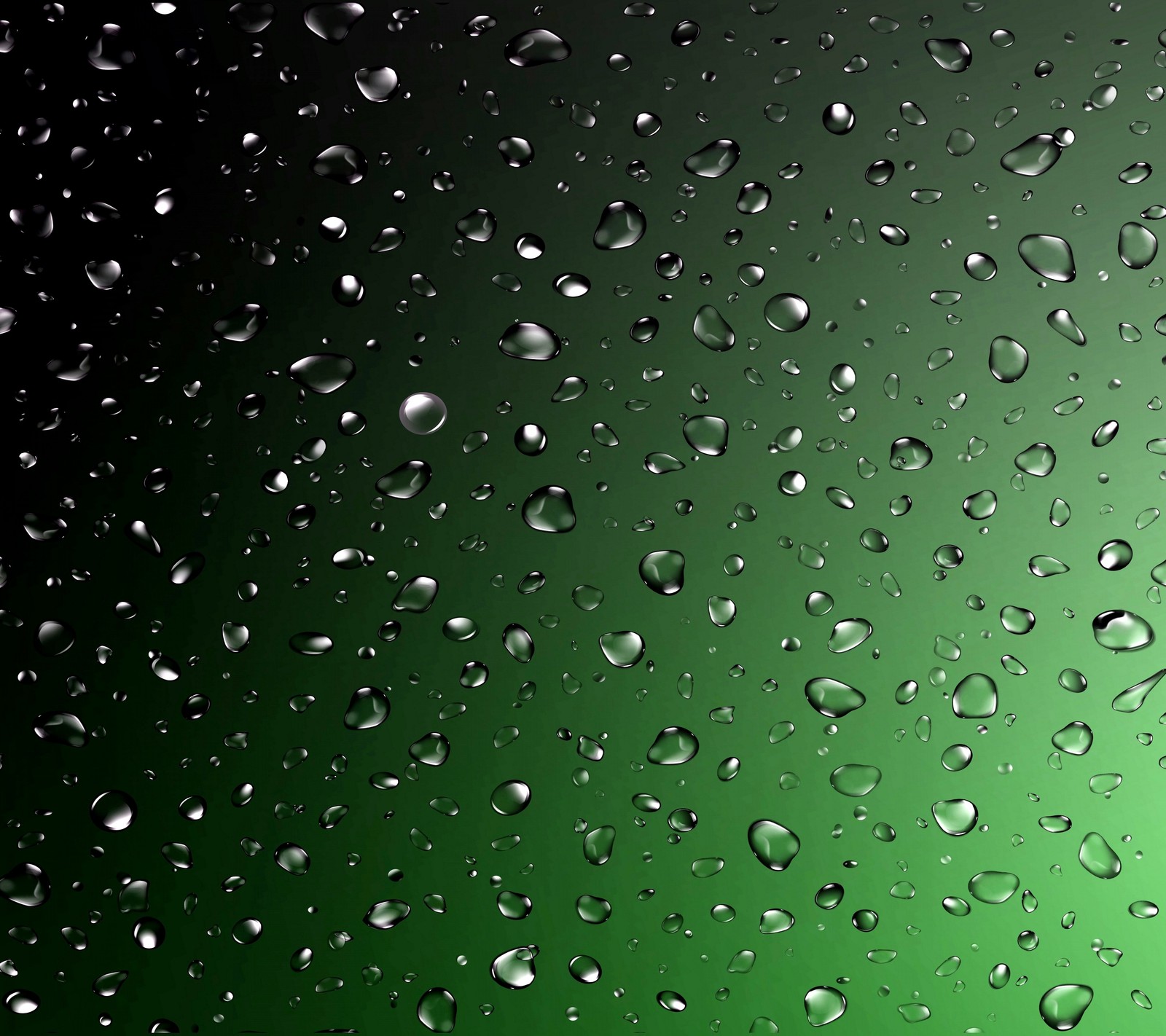 Un primer plano de un fondo verde y negro con gotas de agua (gotas, lluvia)