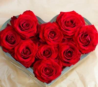 Heart-Shaped Arrangement of Red Roses