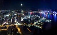 Impresionante paisaje urbano nocturno con rascacielos y reflejos