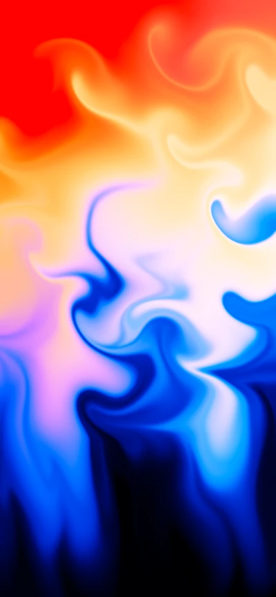 Vibrant Swirls of Electric Blue and Fiery Orange