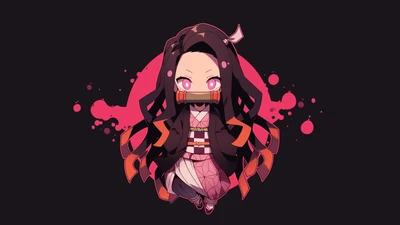 nezuko kamado, минималистичный, убийца демонов кимэцу но яиба, demon slayer kimetsu no yaiba, 5k