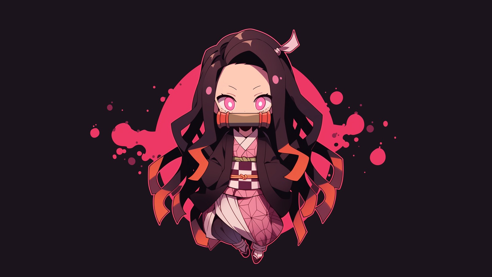 Lade nezuko kamado, minimalistisch, dämonentöter kimetsu no yaiba, demon slayer kimetsu no yaiba, 5k Hintergrund herunter