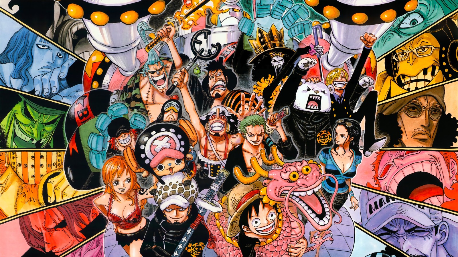 Скачать обои ван пис, one piece, аниме, anime, пиратская команда соломенных шляп