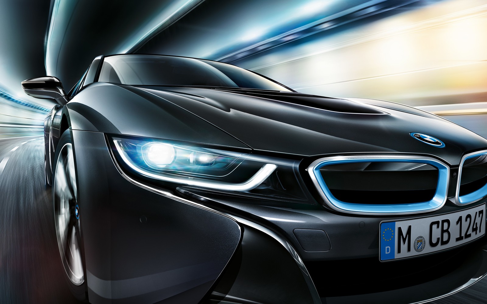 Bmw i8 concept car front view in motion (bmw i, car, sports car, bmw, grille)