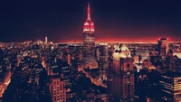 Night Skyline of New York City with the Iconic Empire State Building