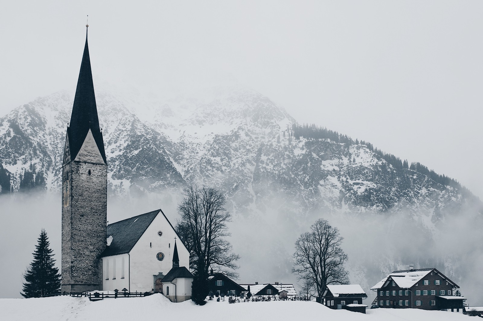 winter, snow, mountain, building, natural landscape wallpaper