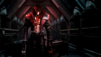 Gungrave Gore: Dark Hero Standing in a Futuristic Corridor