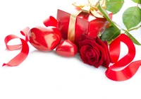 valentines day, heart, rose, flower, gift wallpaper