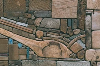 Textura de arte en relieve intrincada de madera y piedra