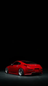 Sleek Red Sports Car in Dramatic Lighting