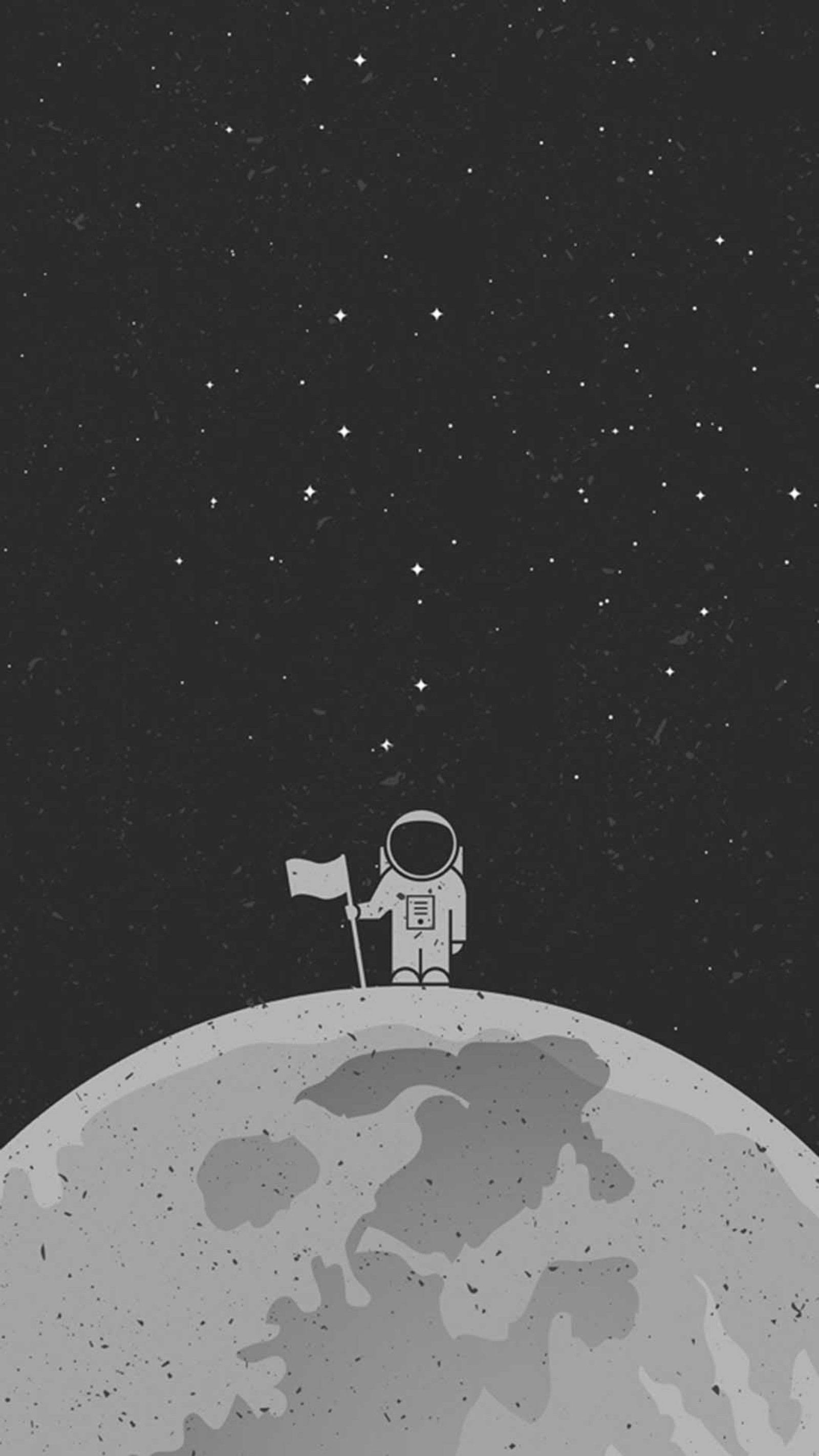 An astronaut standing on the moon with a flag in his hand (astronauta, espacio, luna)