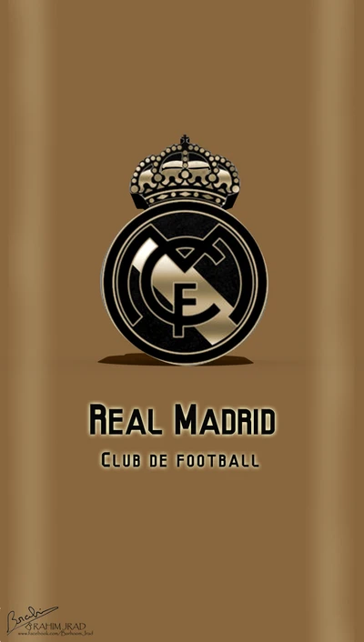 Logo del Club de Fútbol Real Madrid sobre un fondo de galaxia