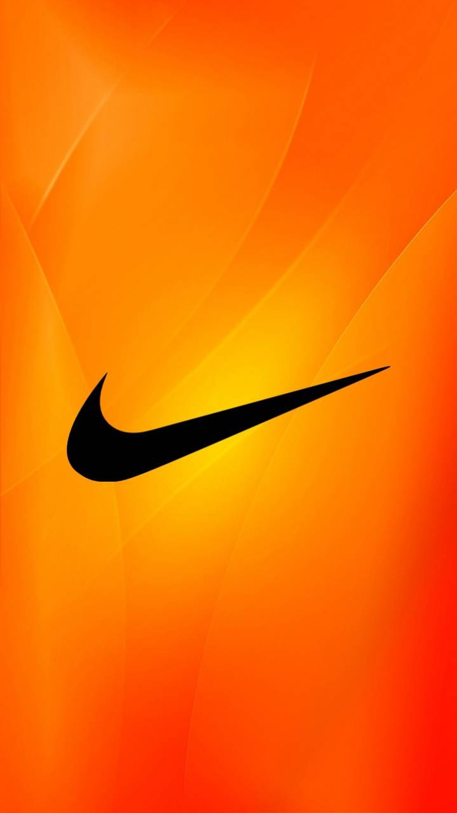 Logotipo de nike sobre un fondo naranja (logos, naranja)