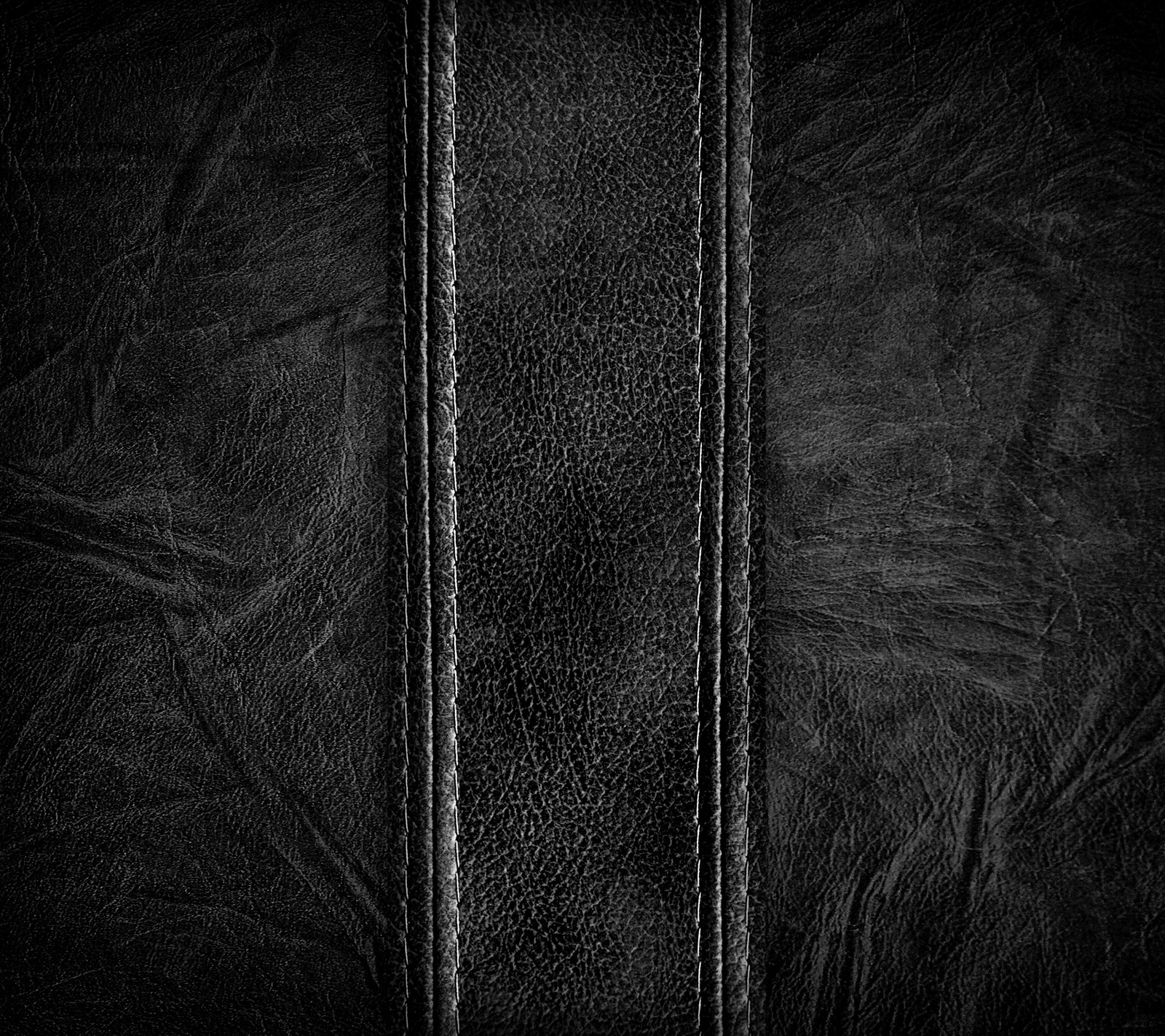 Black leather texture with stitching and stitching (black background, leather design)