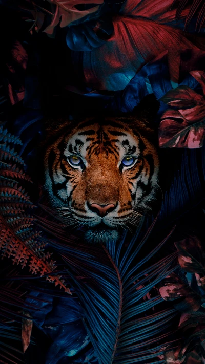 Majestic Tiger Amidst Vibrant Flora