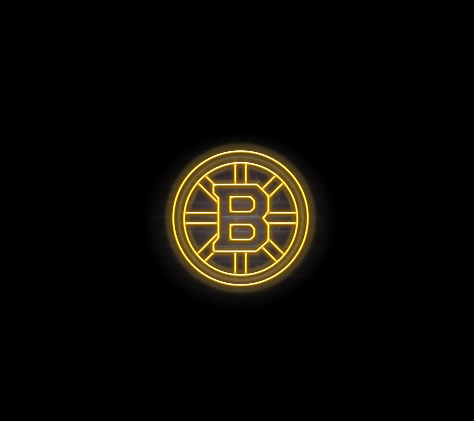 Um close em uma placa de neon em um fundo preto (boston, bruins, hóquei, nhl)